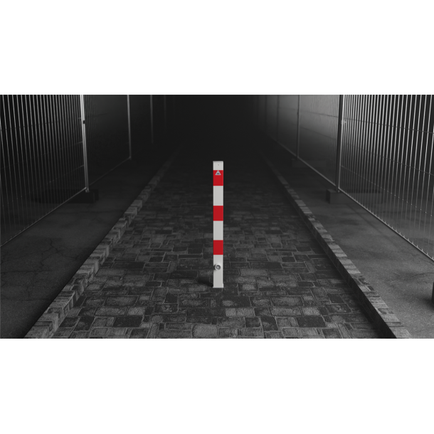 Barrier posts | Steel tube 70 x 70 mm | stationary, for casting in concrete | hot-dip galvanized / coated white | hot-dip galvanized and white coatedwith three red reflecting stripes | without eyelet